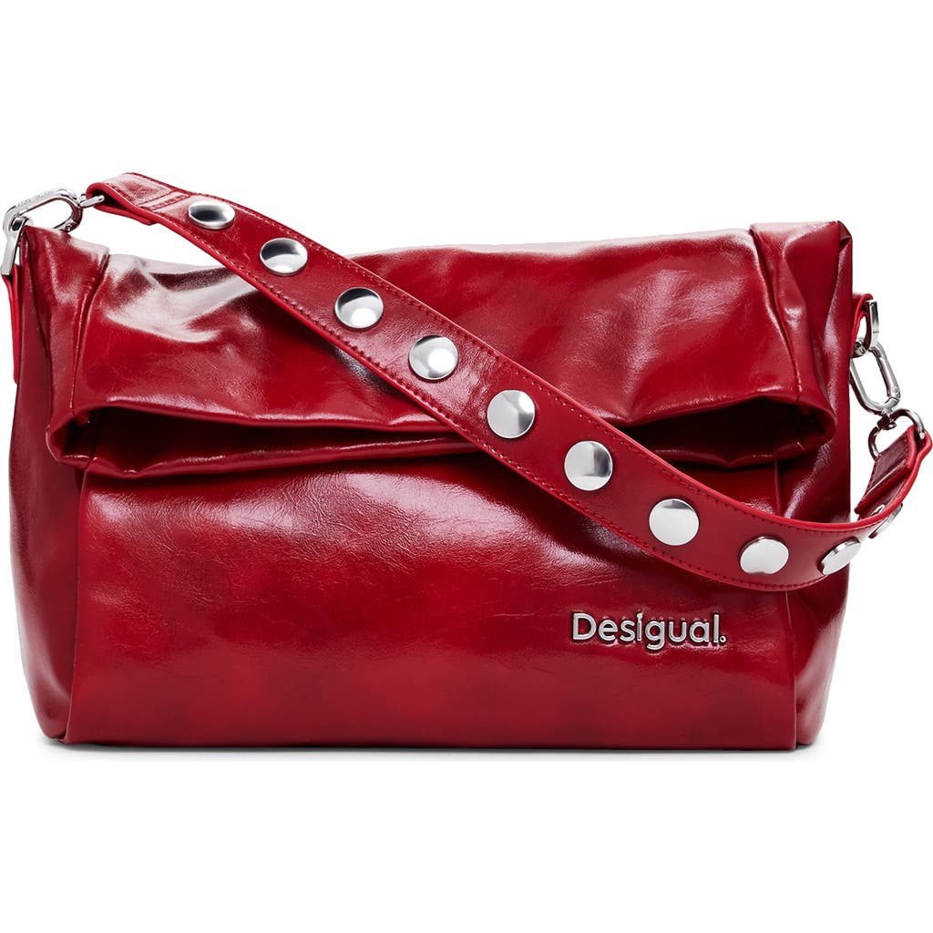 Desigual Patent Faux Leather Handbag In Red