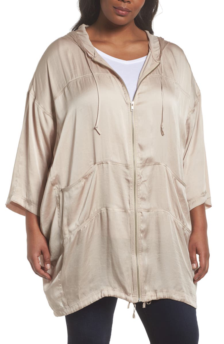 Sejour Oversized Satin Zip Jacket, Alternate, color, 