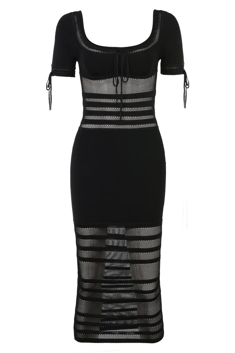 Lilla Mesh Stitch Midi Sweater Dress, Alternate, color, BLACK