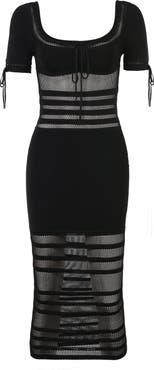 HOUSE OF CB Lilla Mesh Stitch Midi Sweater Dress