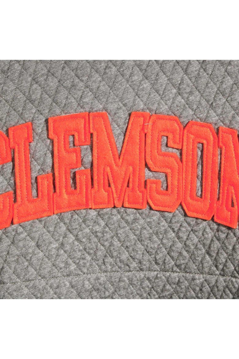 Women's Pressbox Heather Charcoal Clemson Tigers Moose Quilted Pullover Sweatshirt, Alternate, color, Heather Gray