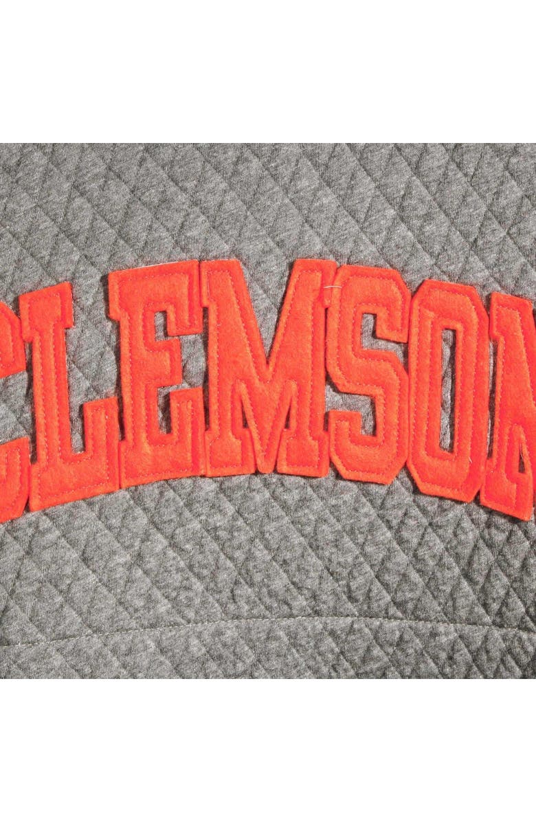 PRESSBOX Women's Pressbox Heather Charcoal Clemson Tigers Moose Quilted Pullover Sweatshirt, Alternate, color, Heather Gray