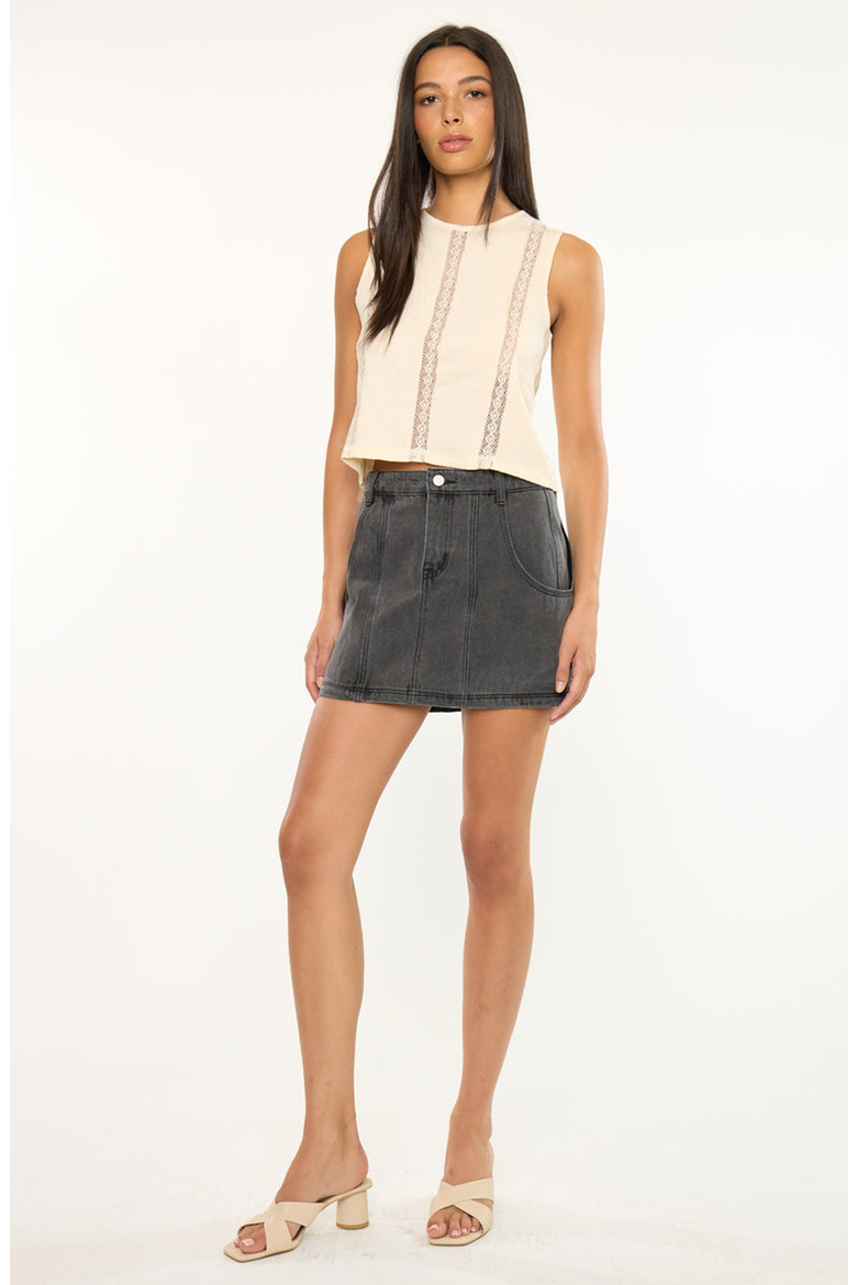 Elaine Mid Rise Mini Skirt, Alternate, color, Black