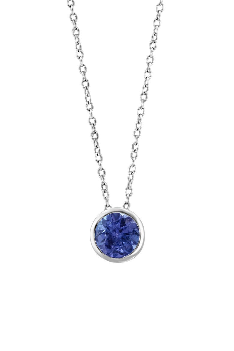 Sterling Silver Round Tanzanite Pendant Necklace, Main, color, PURPLE