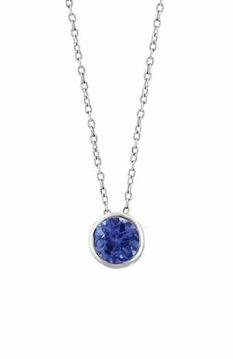 Sterling Silver Round Tanzanite Pendant Necklace