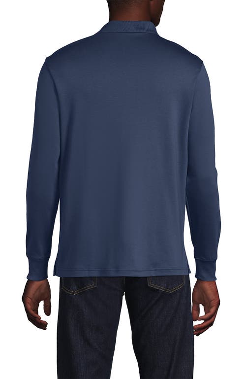 Lands' End Long Sleeve Cotton Supima Polo Shirt With Pocket In Blue