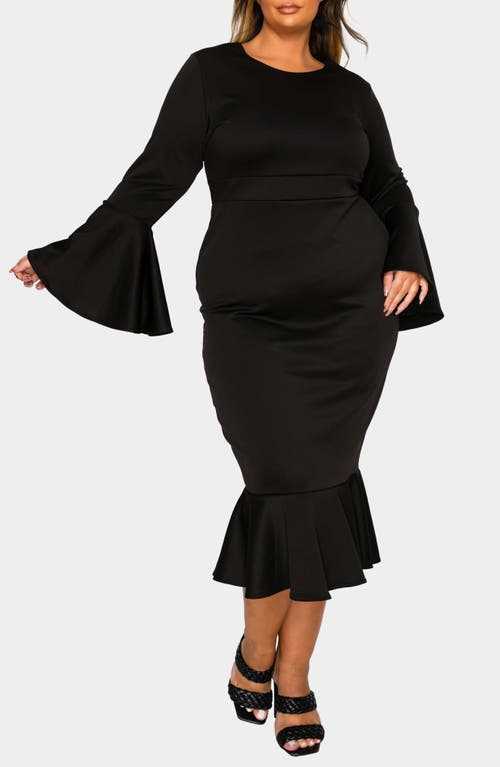 L I V D Sabrina Long Sleeve Mermaid Dress In Black