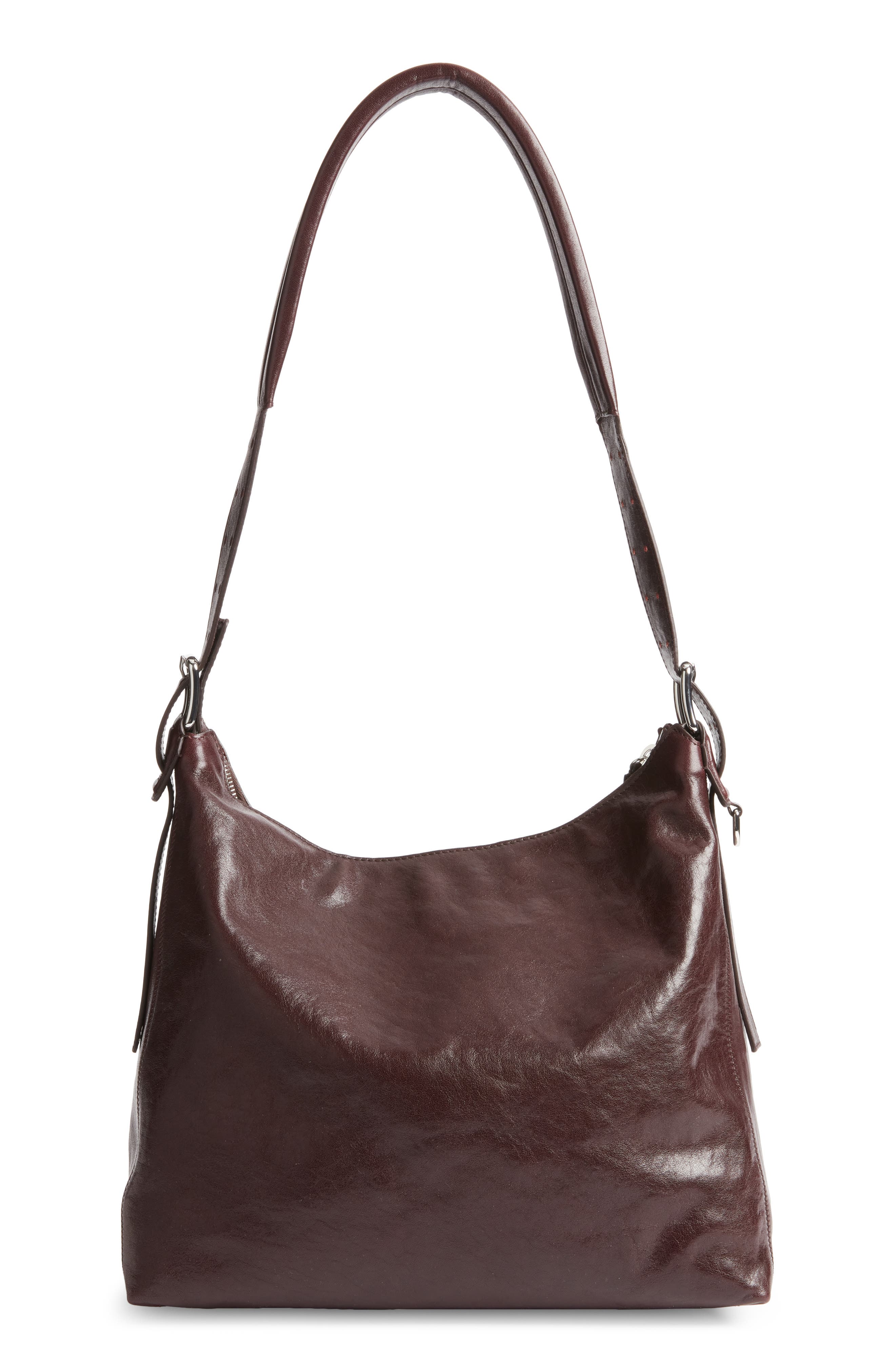 Lemaire Small Belted Leather Hobo Bag, Alternate, color, Chianti
