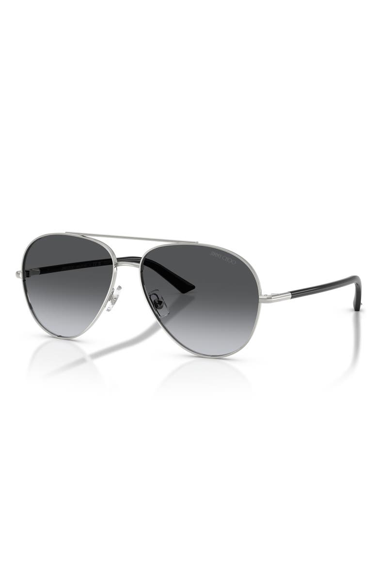 Jimmy Choo 58mm Polarized Pilot Sunglasses, Alternate, color, Silver / Polar Gradient Grey