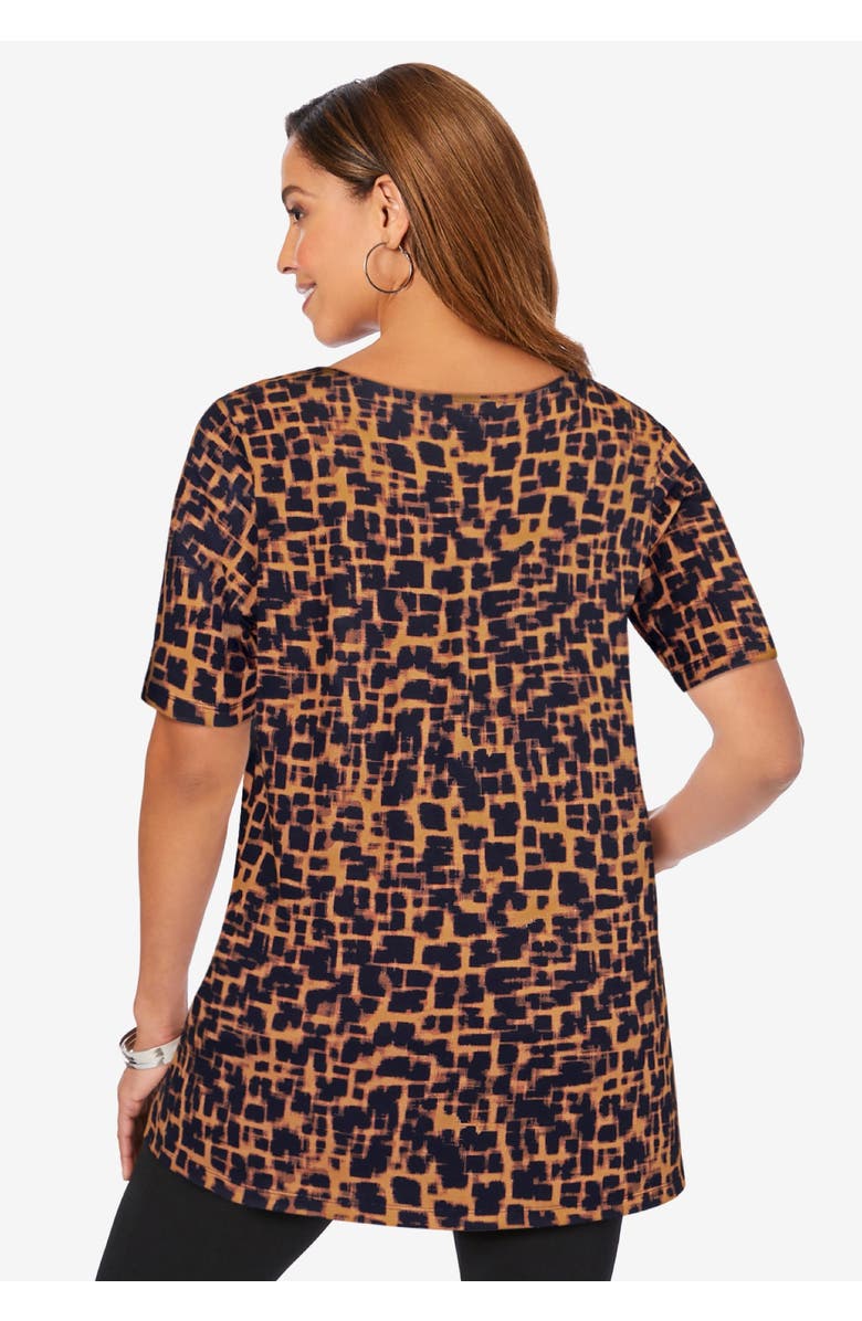 Jessica London Stretch Cotton Square Neck Tunic, Alternate, color, Black