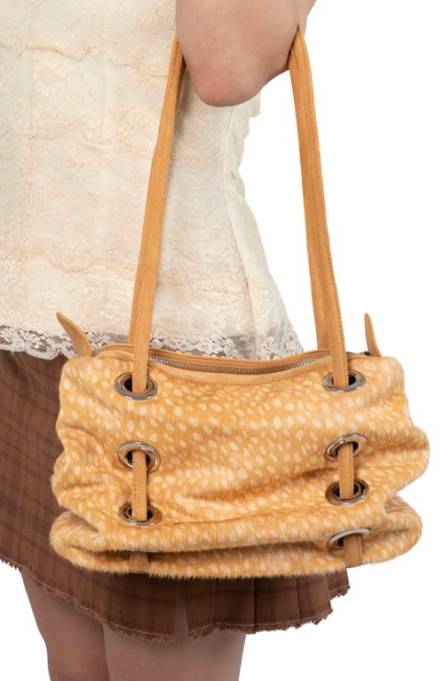 Jeffrey Campbell Chessy Convertible Genuine Calf Hair Shoulder Bag In Tan Cream Dots