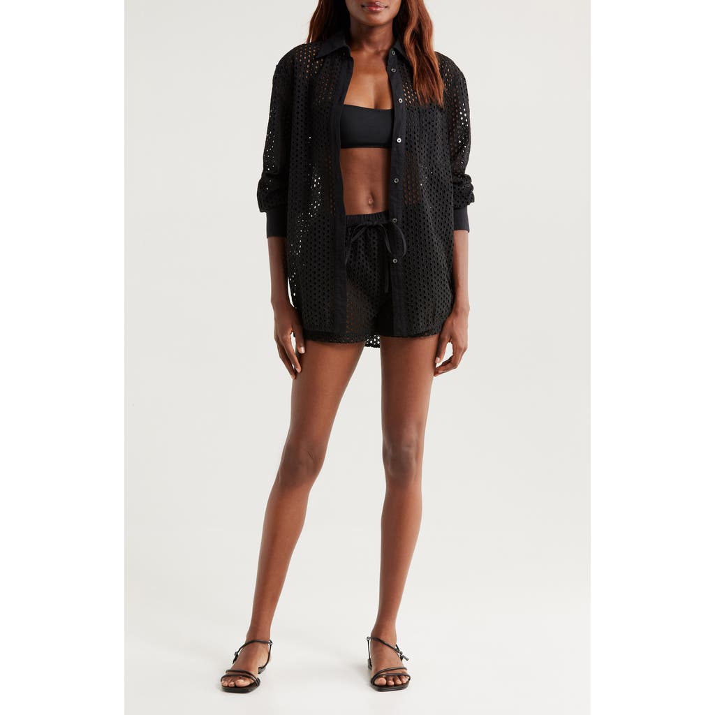 Solid & Striped The Bronte Cover-up Shirt In Noir