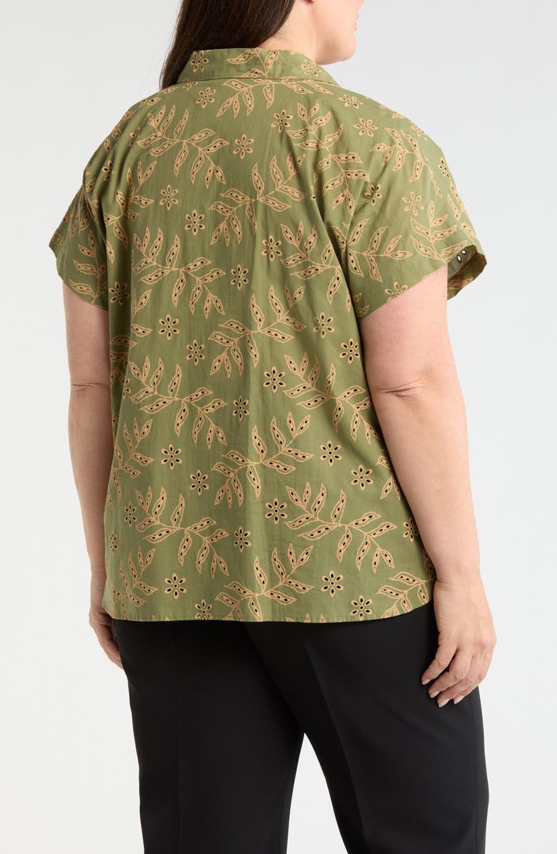 Tahari ASL Eyelet Camp Shirt, Alternate, color, Agave Sand