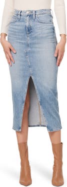 Hudson Jeans Reconstructed Denim Midi Skirt