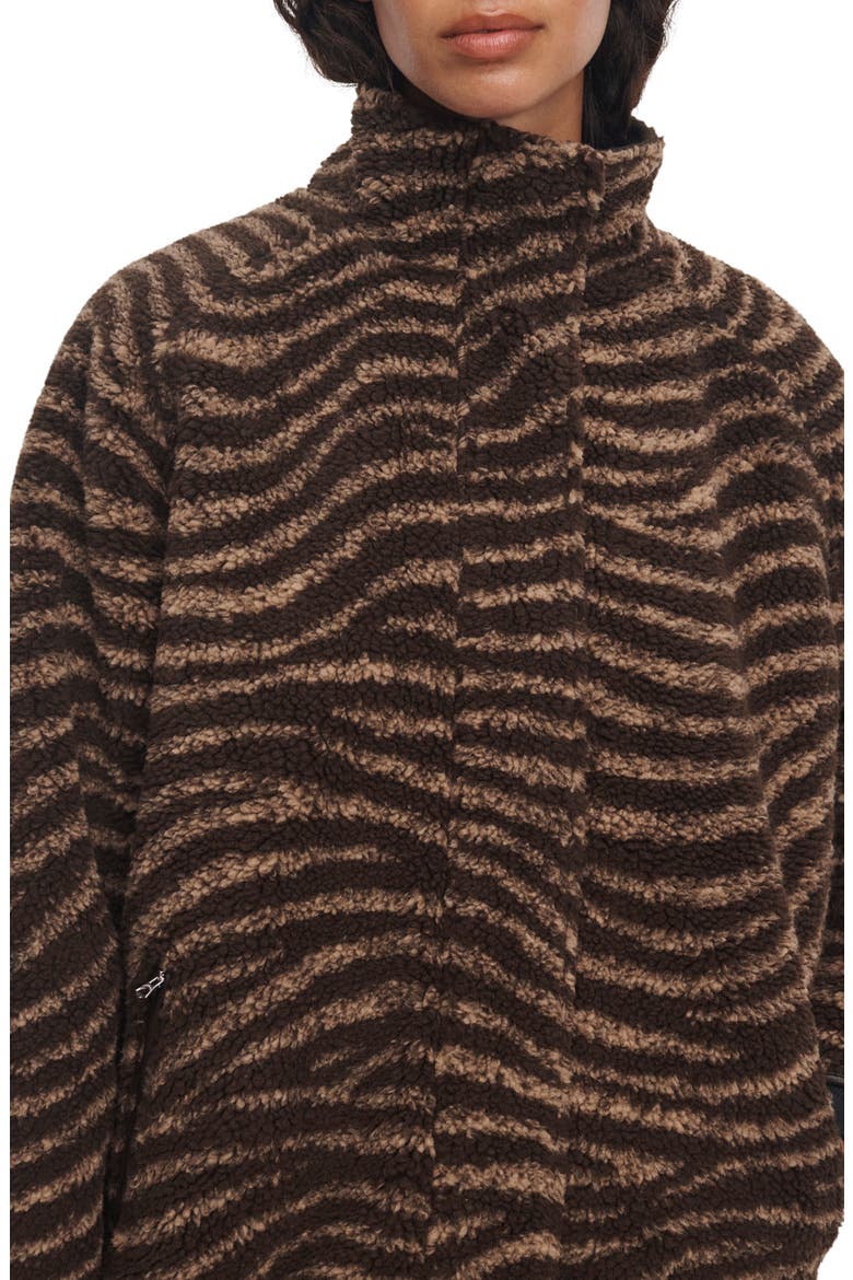 Sun Zebra Print High Pile Fleece Jacket, Alternate, color, BROWN ZEBRA