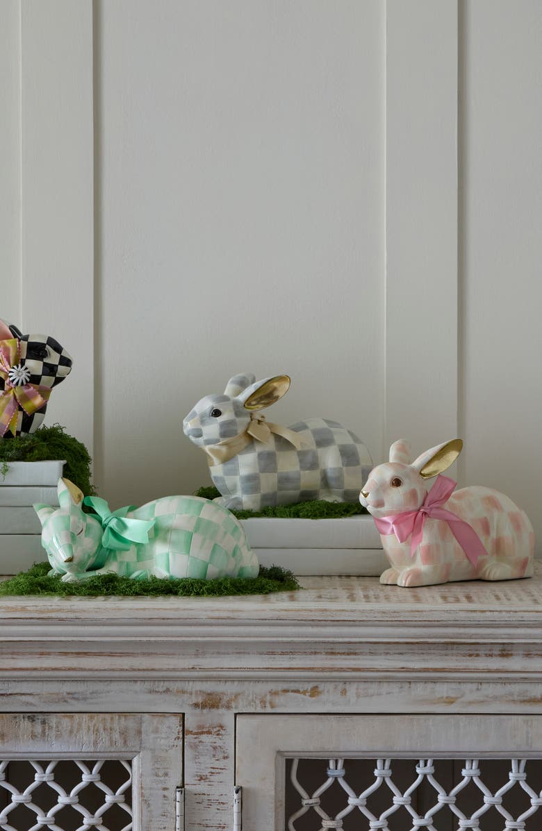 MACKENZIE CHILDS Sterling Check Resting Bunny, Alternate, color, Grey