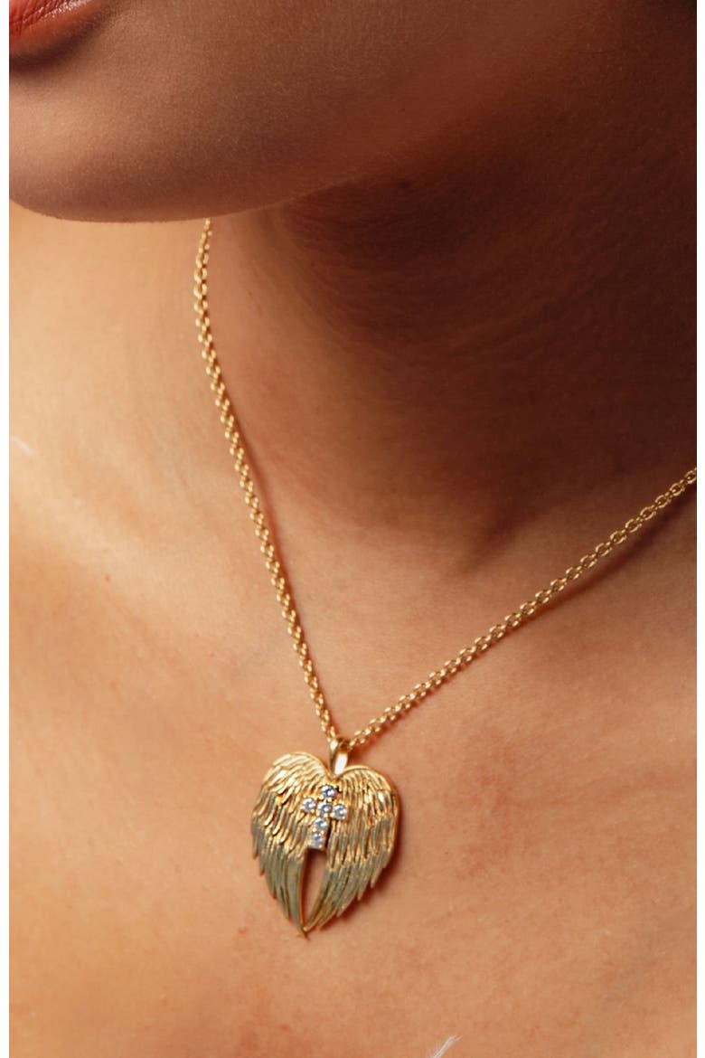 Divine Wings Cross Necklace, Alternate, color, 18k Gold Plated