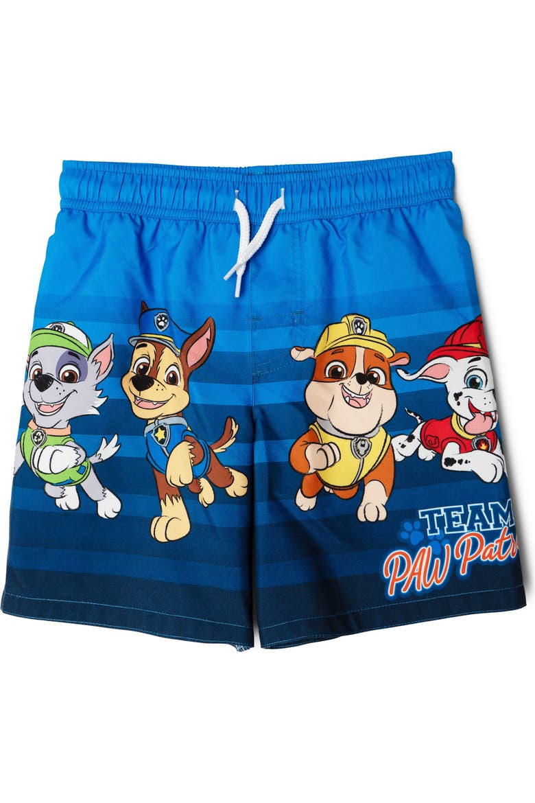 Swimwear 2-Piece Rash Guard and Trunks Set, Alternate, color, Paw Patrol Navy Blue
