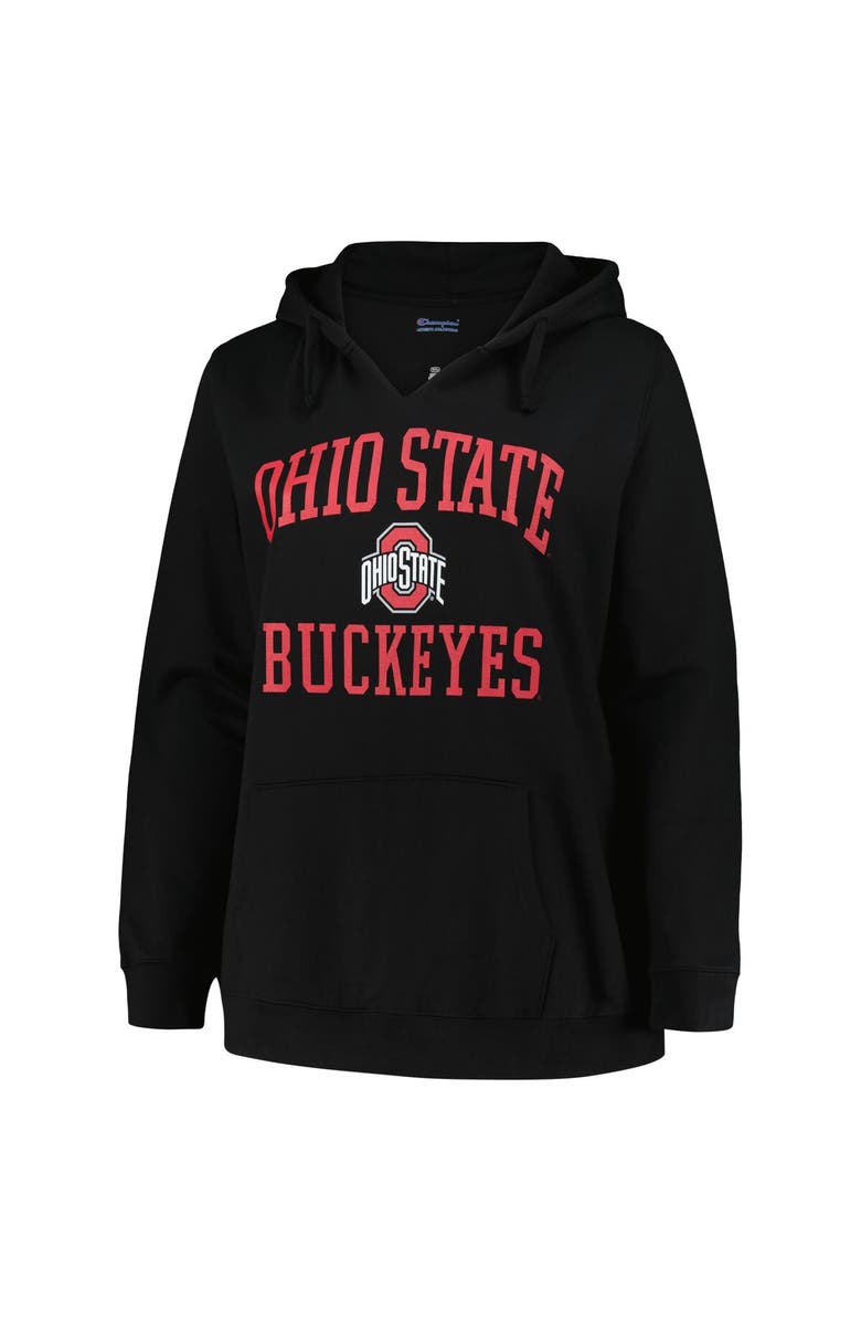 Champion Women's Champion Black Ohio State Buckeyes Plus Size Heart & Soul Notch Neck Pullover, Alternate, color, 