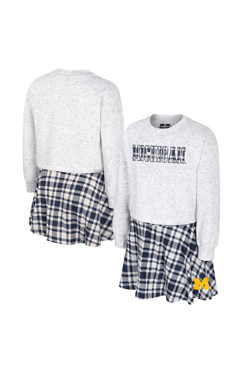 COLOSSEUM Girls Youth Colosseum Gray Michigan Wolverines Marceline Plaid Skirt and Top Set, Main, color, Gray