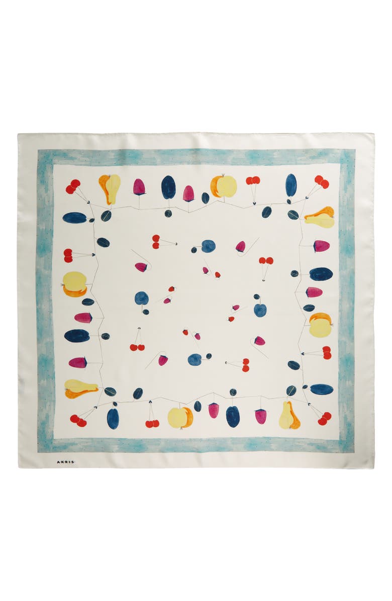 Akris Fruits Print Square Silk Scarf, Main, color, 