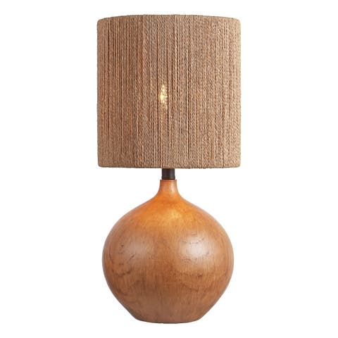 Abram Bohemian Resin/Metal Round Table Lamp with Paper Rope Shade