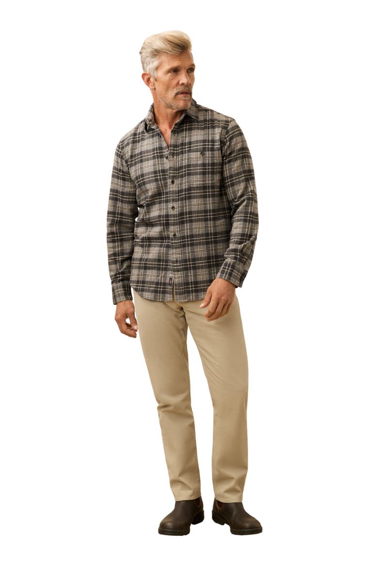 Faherty Plaid Super Brushed Stretch Flannel Button-Up Shirt, Alternate, color, Dark Cloud Plaid