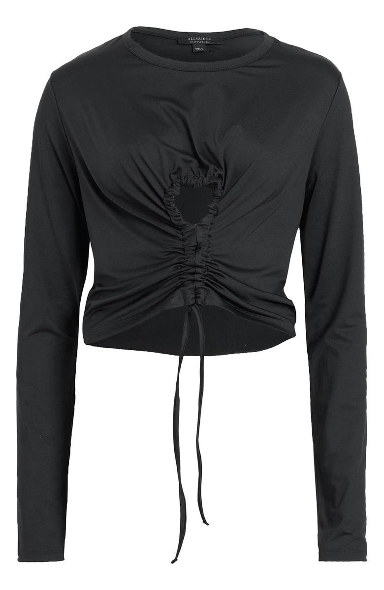 AllSaints Xylia Tie Front Crop Top, Alternate, color, Black