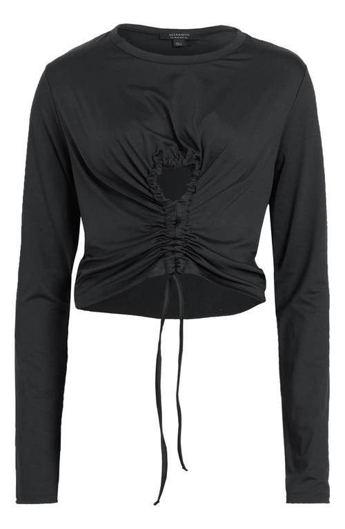 Allsaints Xylia Tie Front Crop Top In Black