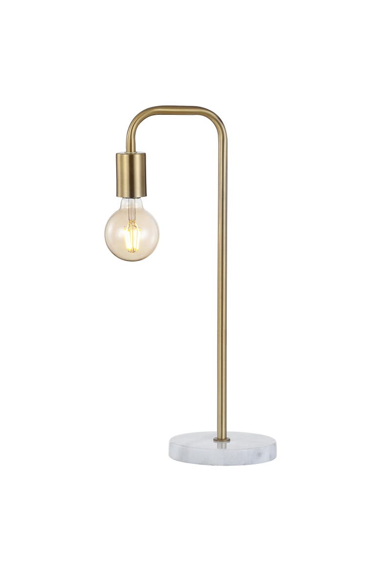 Axel 20.5" Minimalist Glam Gold Pipe Metal/marble Led Table Lamp, Main, color, Brass Gold/White