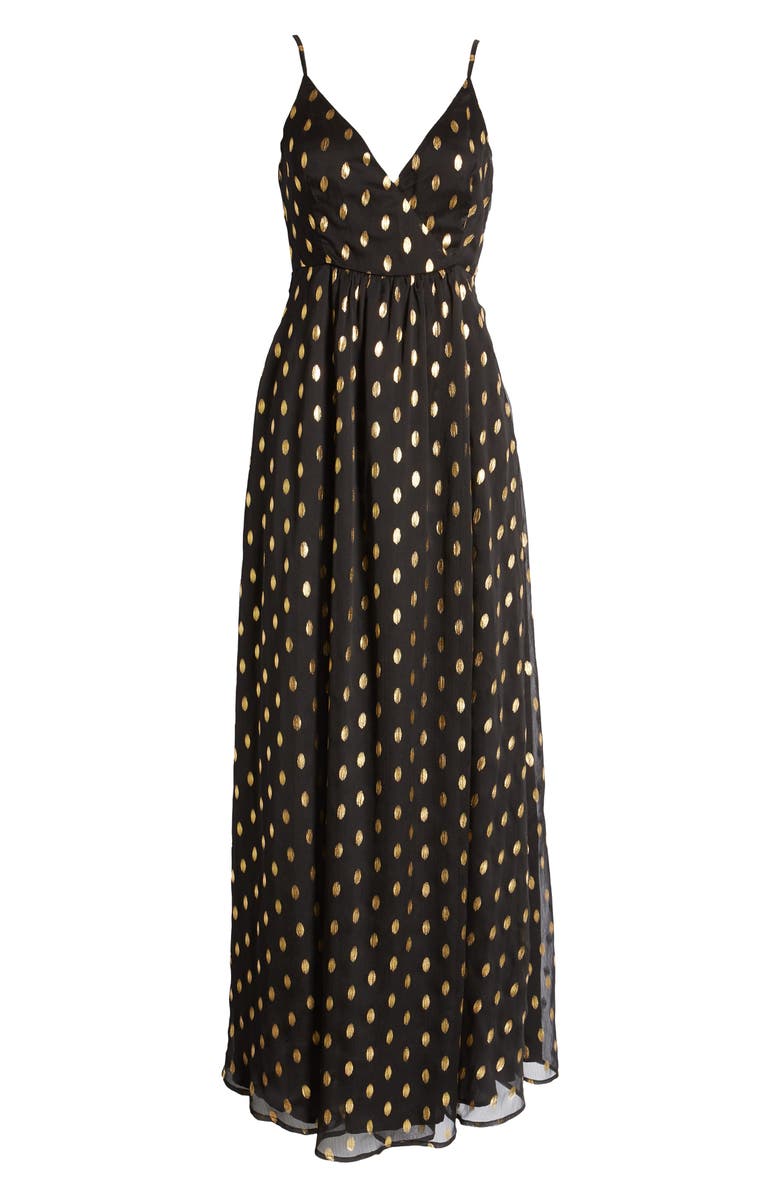Lulus Galaxy Lights Polka Dot Sleevleees Maxi Dress, Alternate, color,