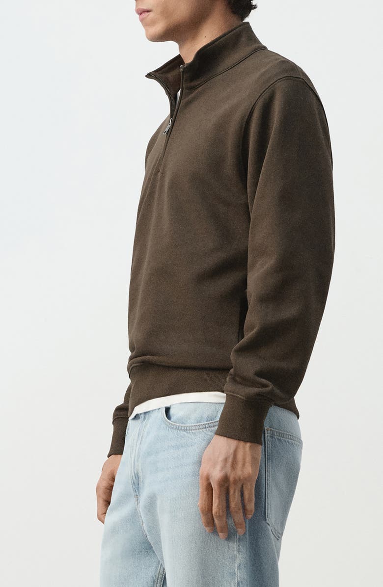MANGO Quarter Zip Pullover, Alternate, color, Chocolate