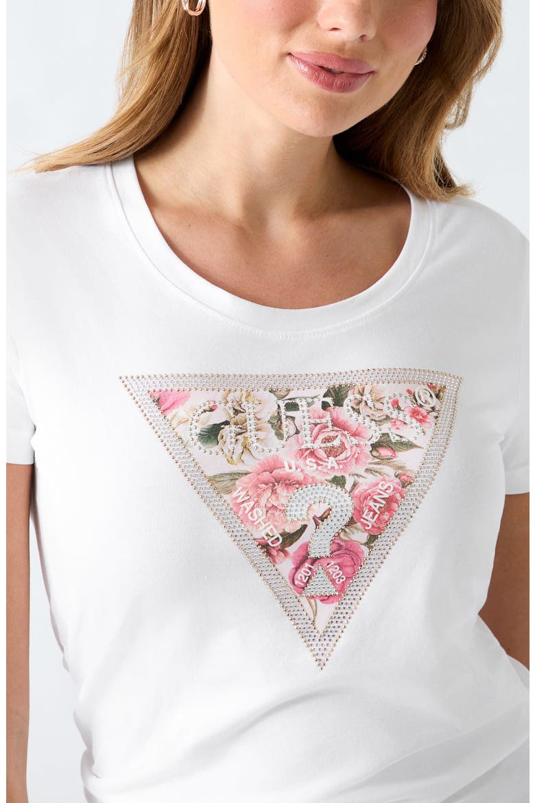 Peony Triangle Graphic T-Shirt, Alternate, color, WHITE