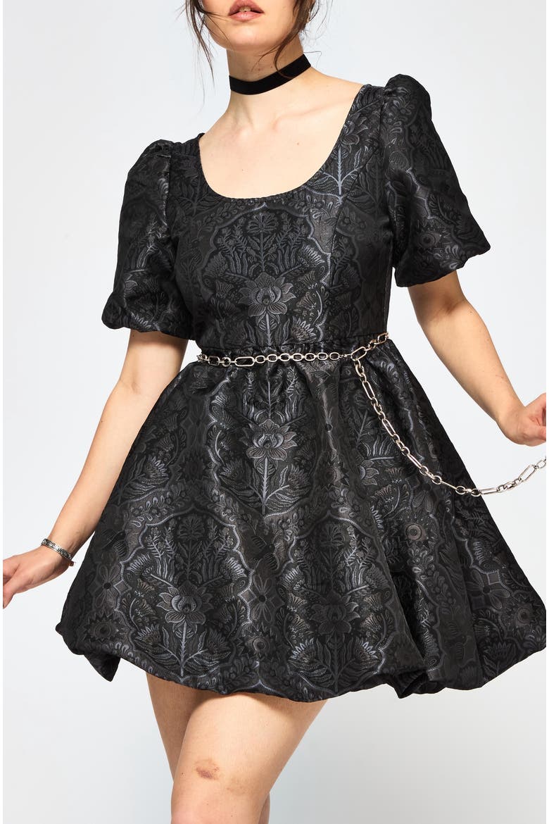 Nocturna Jacquard Scoop Neck Mini Dress, Alternate, color, Grey