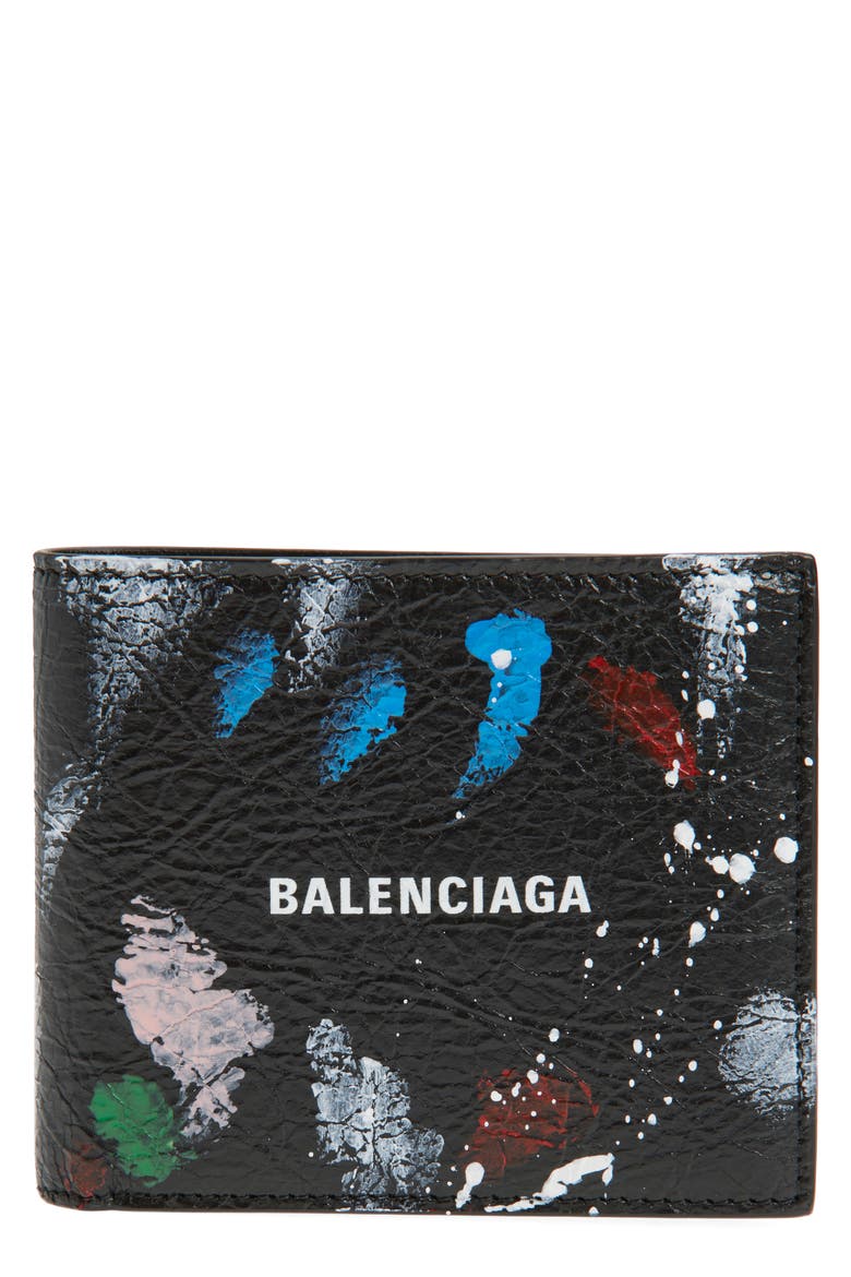 Cash Logo Leather Wallet, Main, color, 8486 BLACK/ MULTI