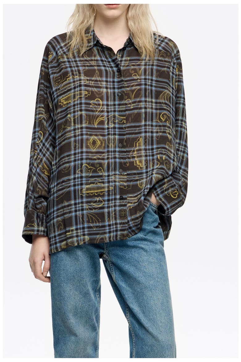 Oversize Stitching Shirt, Main, color, IKATMIX BLUE