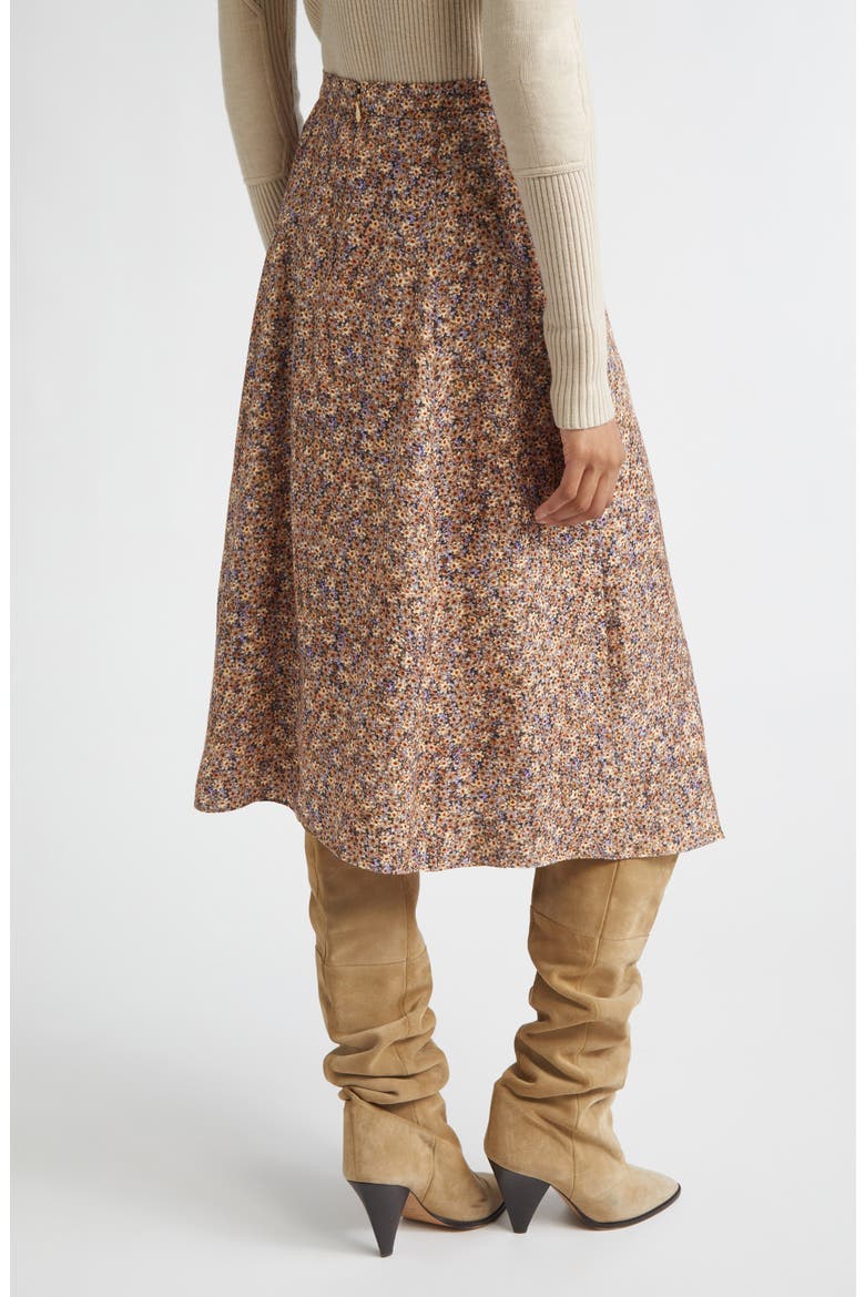Cacia Floral Jacquard Asymmetric Midi Skirt, Alternate, color, OCHRE