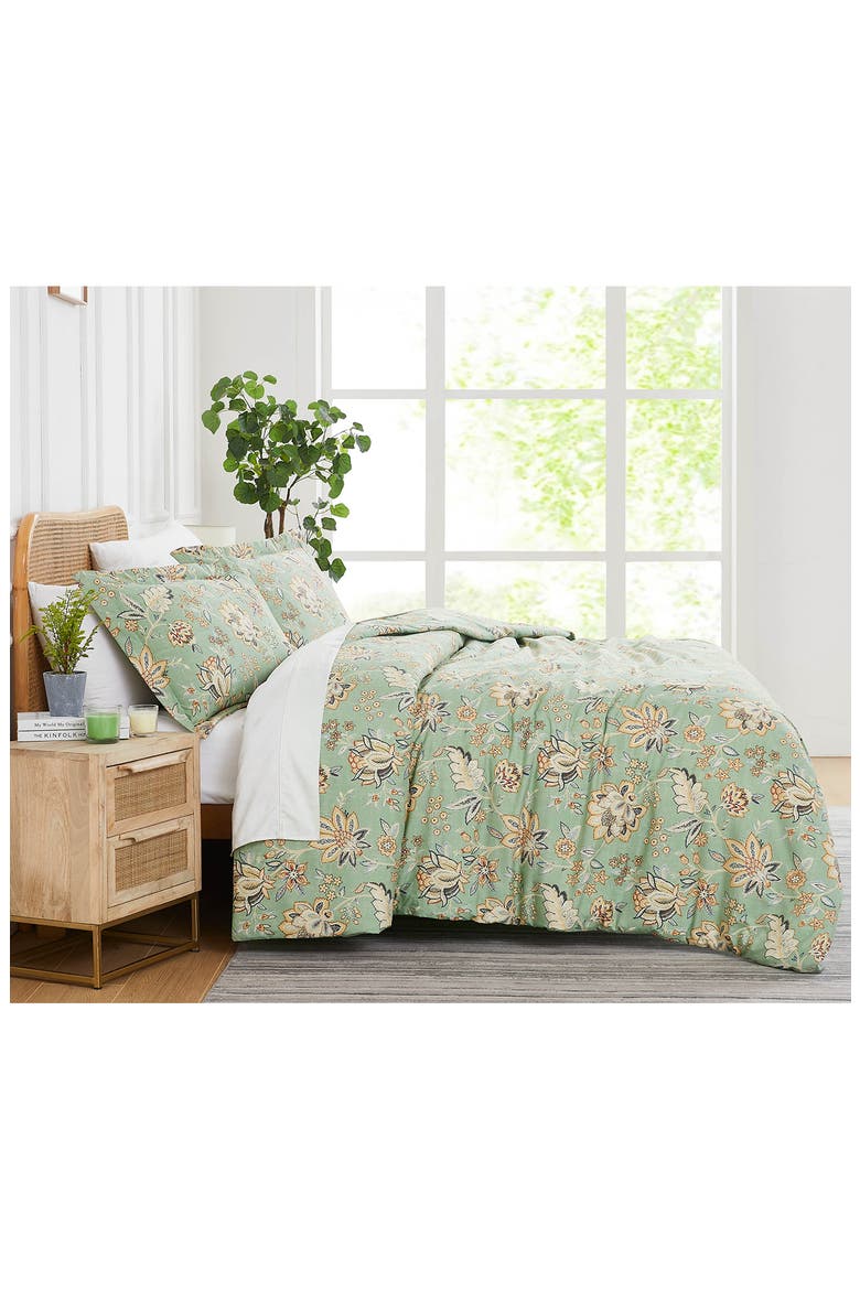 Jacobean Willow Oversize Duvet Set, Alternate, color, GREEN