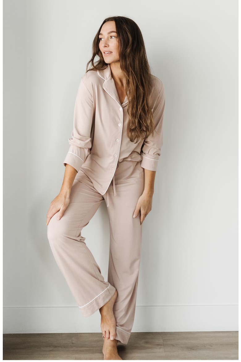 Long Sleeve Knit Pajamas, Alternate, color, BLUSH