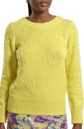 Isaac Mizrahi New York Faux Pearl Accent Cotton Crewneck Sweater