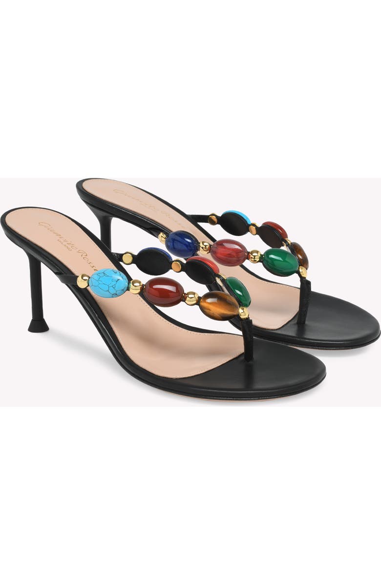 Gianvito Rossi Shanti Thong 70 Sandals, Alternate, color, Black Suede And Nappa