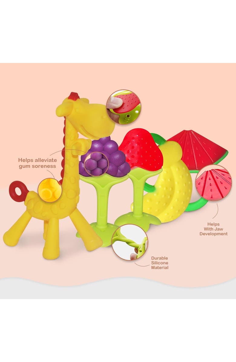 Sperric Silicone Baby Teethers Freezer Safe Gift Set, 5-Piece, Alternate, color, Multicolor