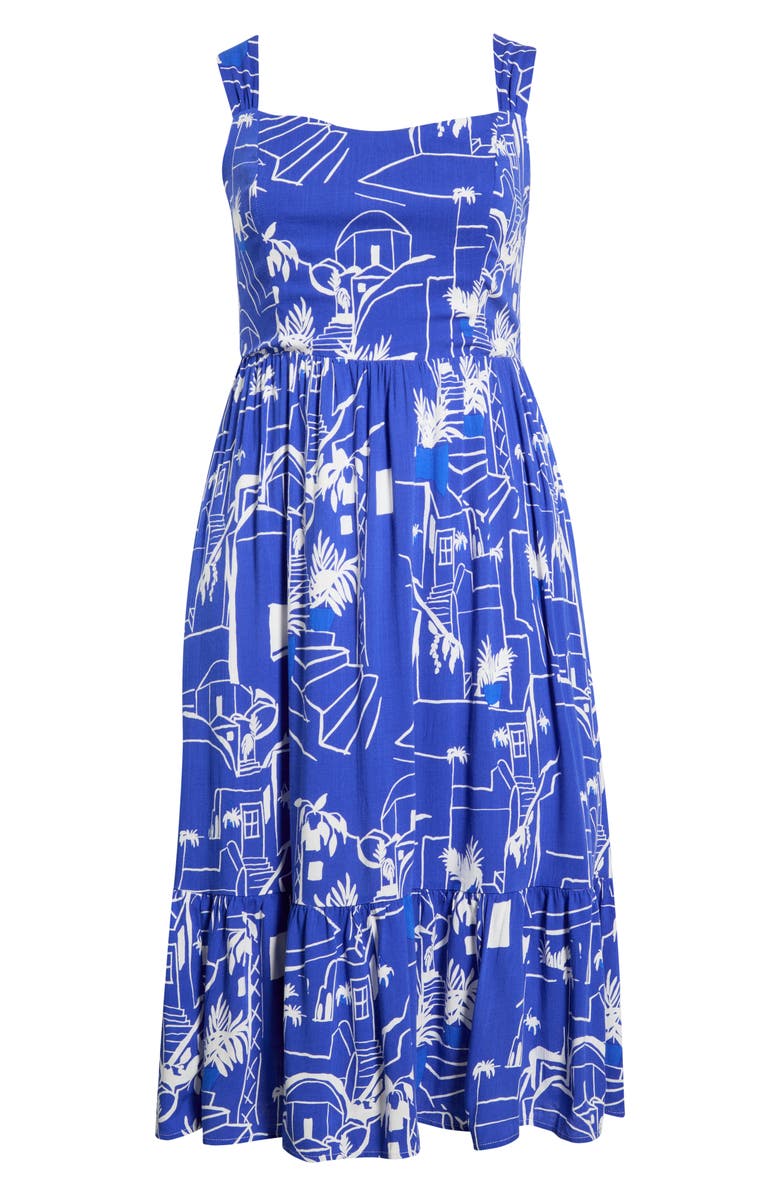 SUGARLIPS Mims Town Sunnyvale Midi Dress, Alternate, color, White Blue