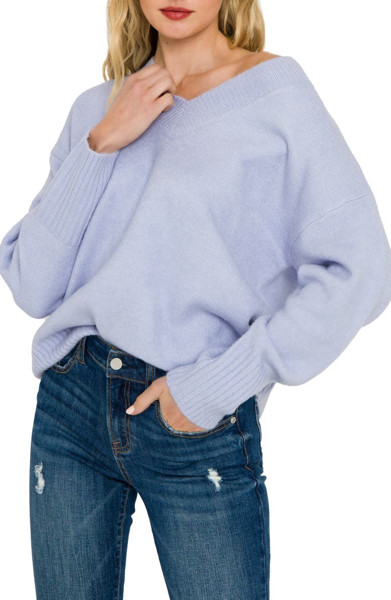 Endless Rose V-Neck Long Sleeve Sweater, Main, color, 