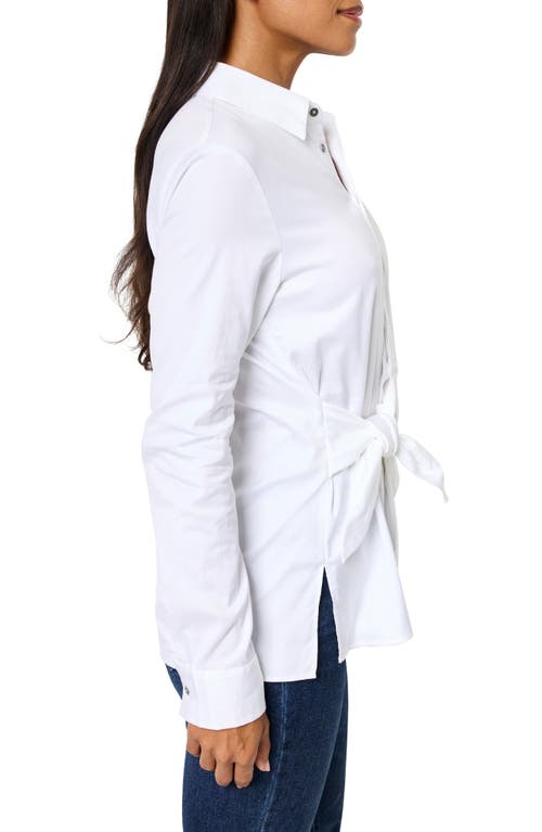 Shop Nic + Zoe Nic+zoe Side Tie Stretch Cotton Shirt In Paper White
