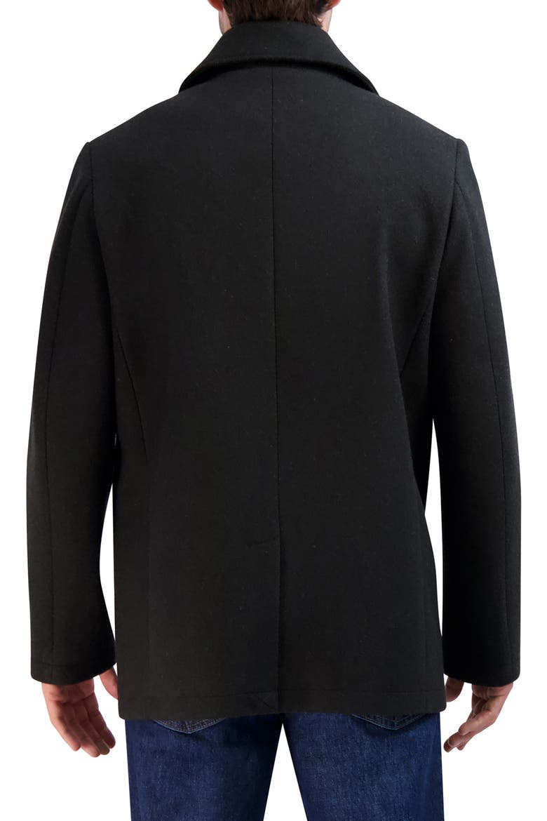 Double Breasted Peacoat, Alternate, color, BLACK