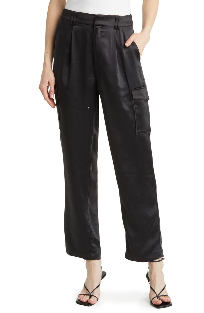 PAIGE Malika Satin Cargo Pants, Main, color, 