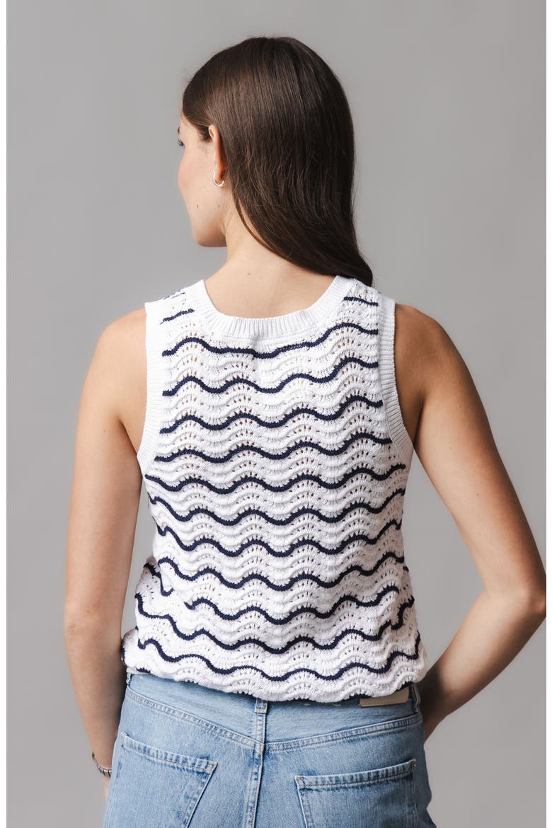 Organic Button Front Sweater Tank, Alternate, color, Navy Wiggle