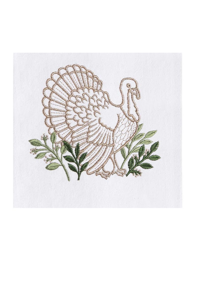C&F Home Thanksgiving Botanical Turkey 100% Cotton Embroidered Flour Sack Dishtowel, Alternate, color, White