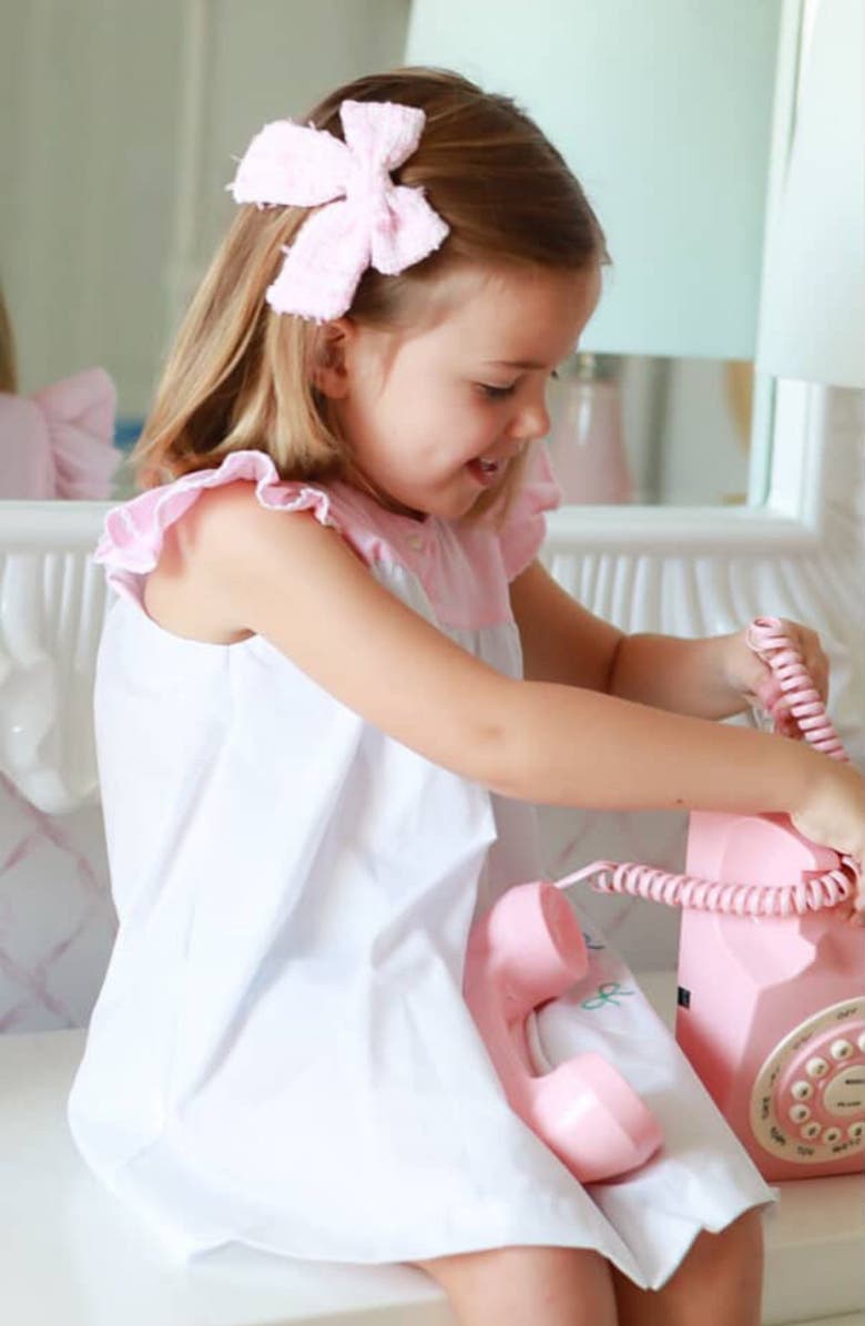 Bits & Bows Tweed Girls' Hair Bow Barrette, Alternate, color, Pink/White